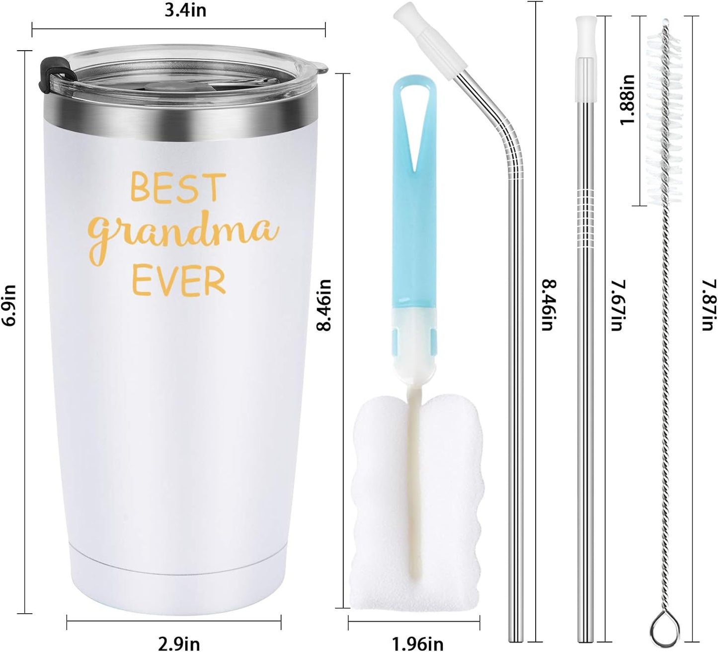 Gingprous 20oz Stainless Steel Insulated Travel Tumbler Set with 2 Lids and Straws , Vacuum Insulated Coffee Cup, Black&White