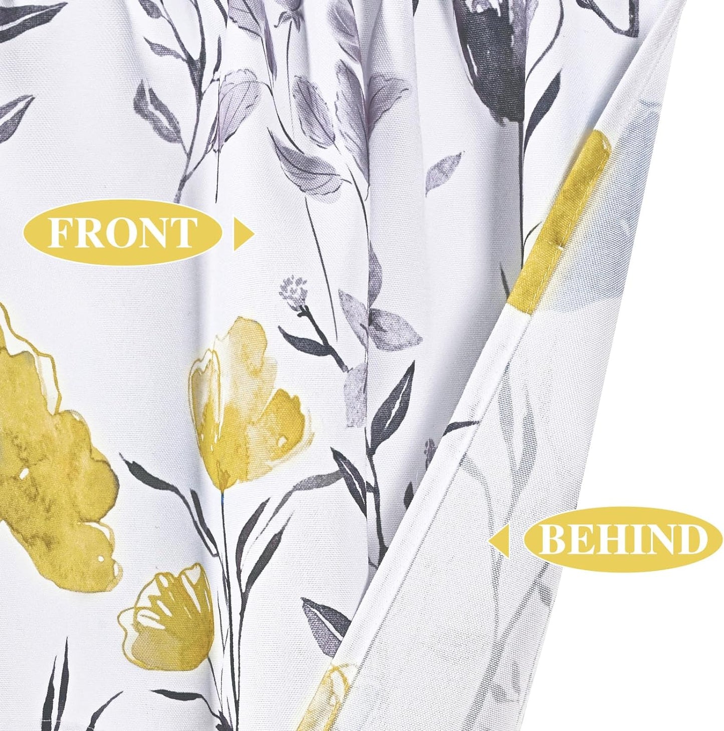 Alishomtll Kitchen Curtains Valances Swags for Windows Yellow Floral Printed Window Drapes,61" W x 36" L,Rod Pocket