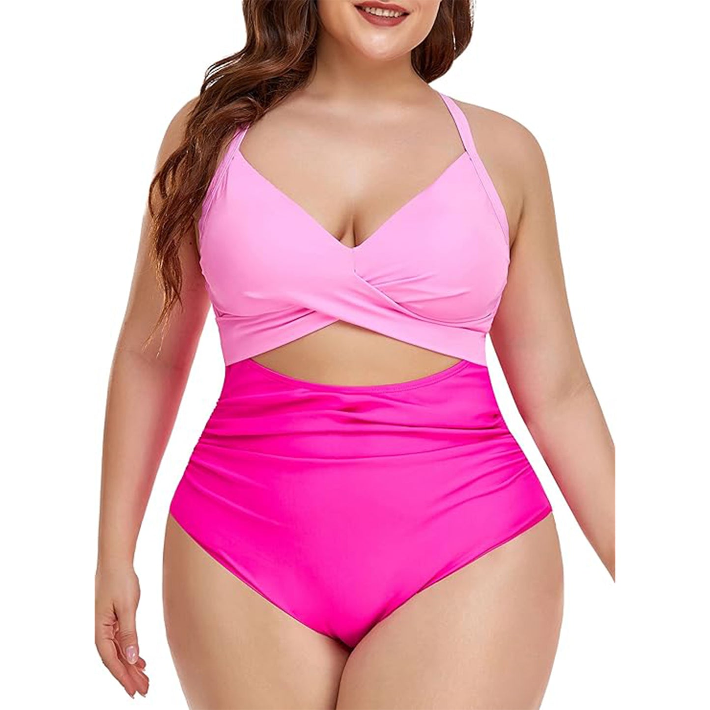MecTo Women Bathing Suit High Waisted Tummy Control Cutout Wrap Tie Back Swimsuit