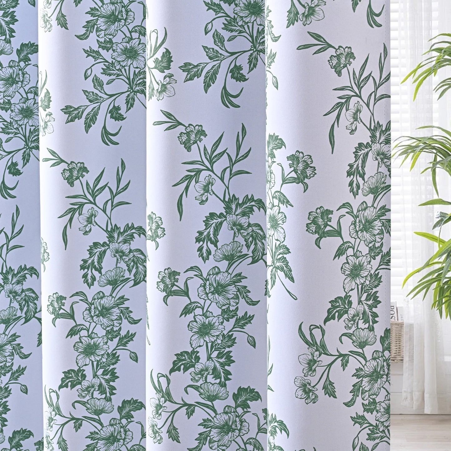 Alishomtll Floral Curtains Blackout Thermal Insulated Room Darkening Window Drapes for Living Room,Sage Green ,52"x84", 2 Panels