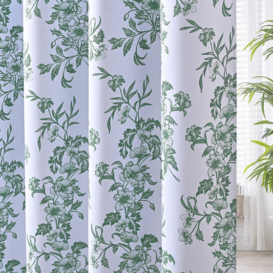 Alishomtll Floral Curtains Blackout Thermal Insulated Room Darkening Window Drapes for Living Room,Sage Green ,52"x84", 2 Panels