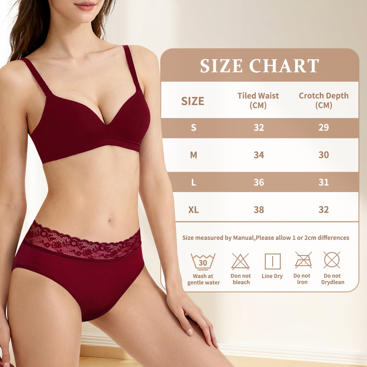 MecTo Womens Cotton Underwear Bikini Panties Lace Hipster French Cut Ladies Panties Soft Stretch Briefs 4-Pack