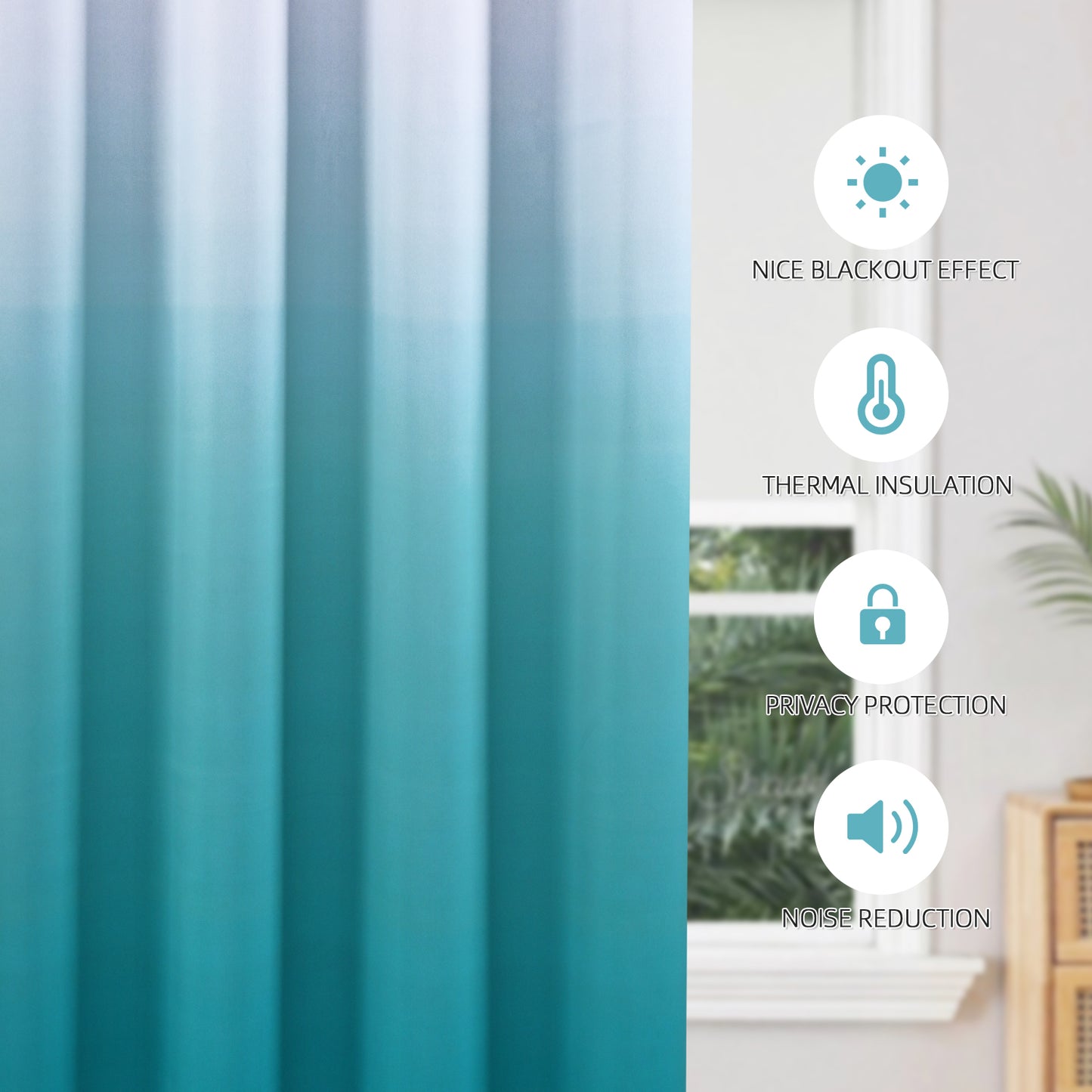 Alishomtll Teal Blackout Curtains Grommet Room Darkening Window Drapes for Living Room Bedroom ,2 Panels of 52" W x 84" L