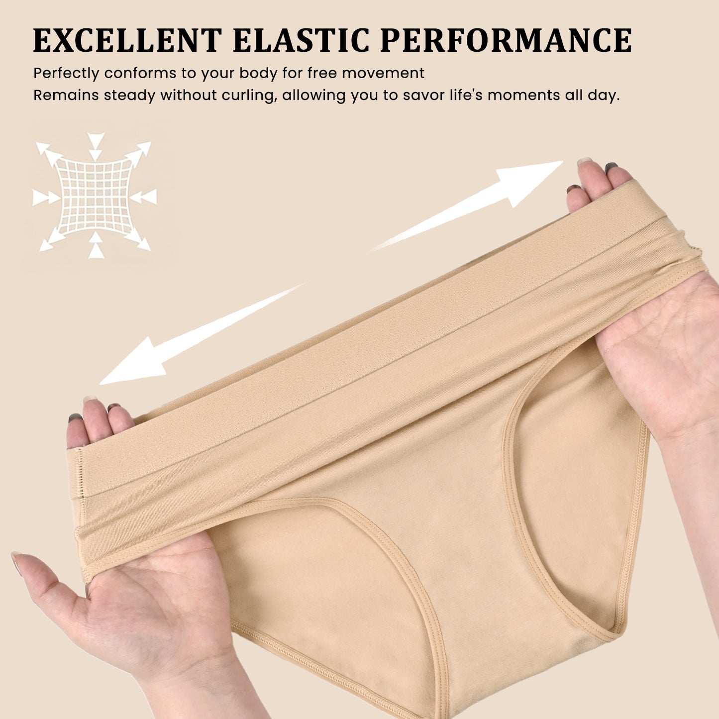 MecTo Womens Cotton Underwear High Cut Briefs Wicking Stretch Bikini Hipster High Waisted Ladies Panties 5 Pack