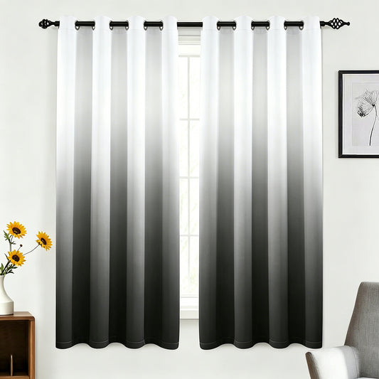 Alishomtll Room Darkening Black Blackout Curtains Grommet Window Drapes for Living Room Bedroom ,2 Panels of 52" W x 63" L