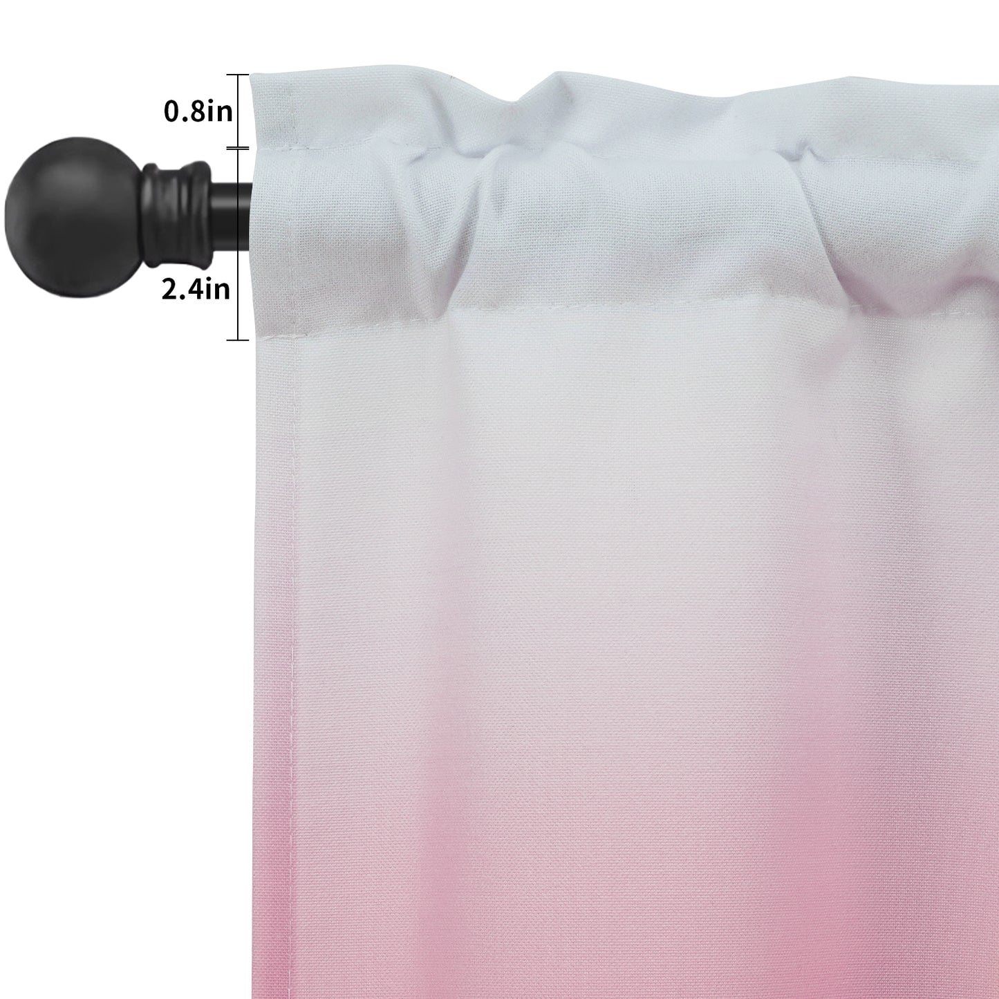 Alishomtll Kitchen Valance Curtains Pink  Ombre Living Room Bedroom Windows Drapes ,52 x 18 inch,Rod Pocket