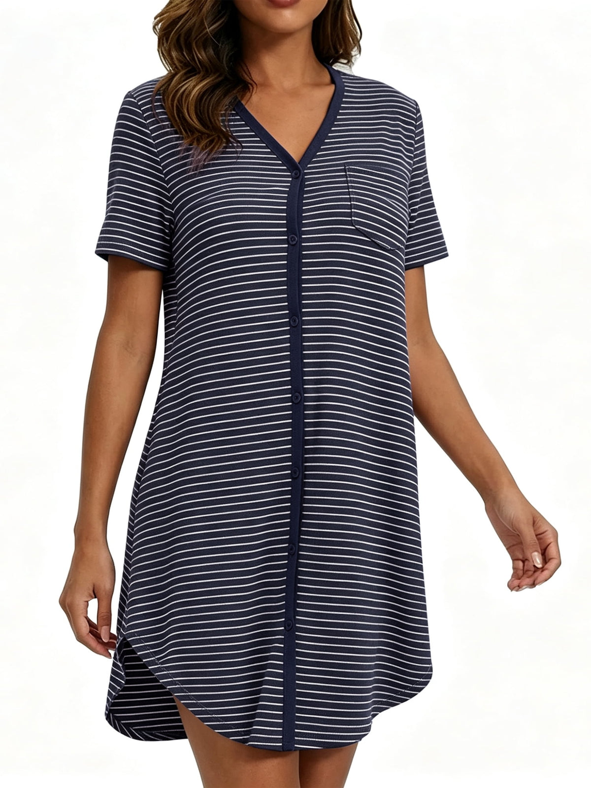 MecTo Sleepwear Button Down with Pockets Cotton, Nightgowns (Women's)