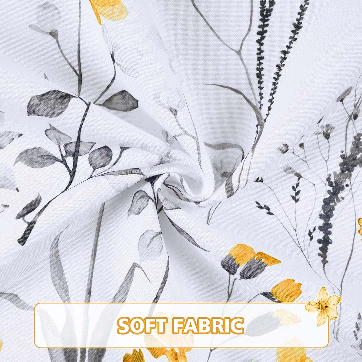 Alishomtll Valance Curtains Yellow Flower Floral Print Valances for Windows Rod Pocket,52W" x 18L"