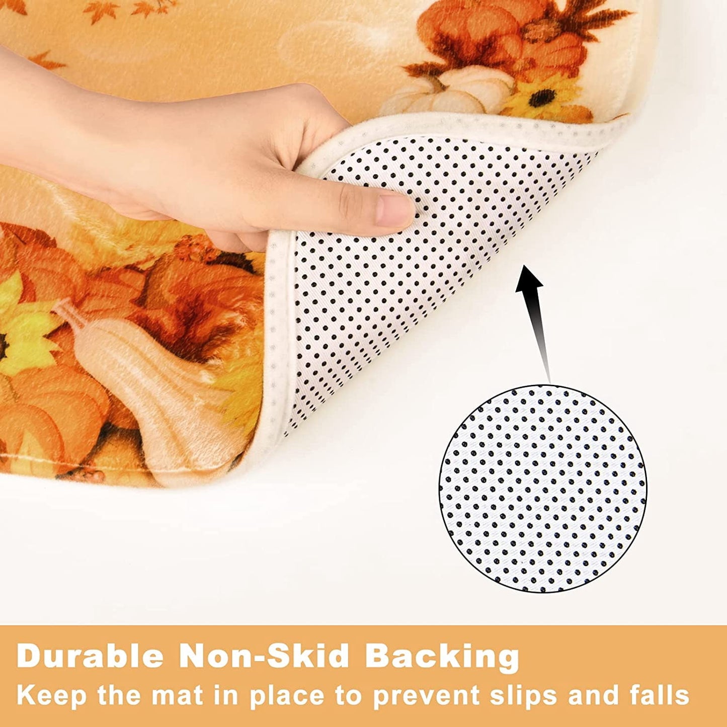 FRAMICS 16-Piece Fall Shower Curtain Sets with Rugs, Maple Leaves Pumpkin Bathroom Sets, Waterproof Fabric Bathroom Curtain Decor with Hooks