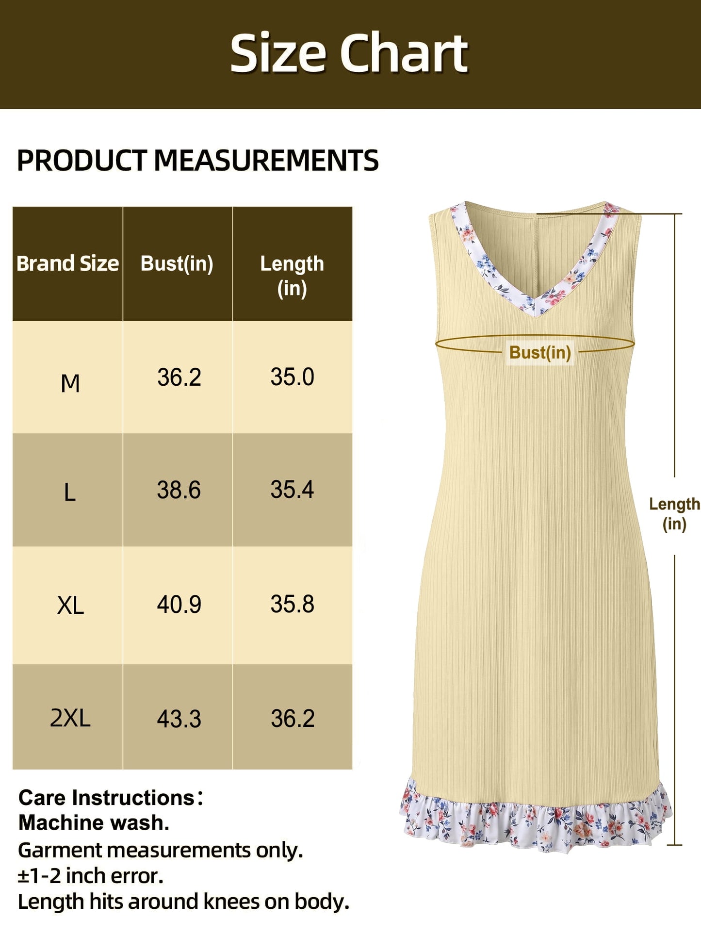MecTo Women's Nightgown - Ice Silk Sleeveless V Neck Floral Trim Stretchy Sleepwear
