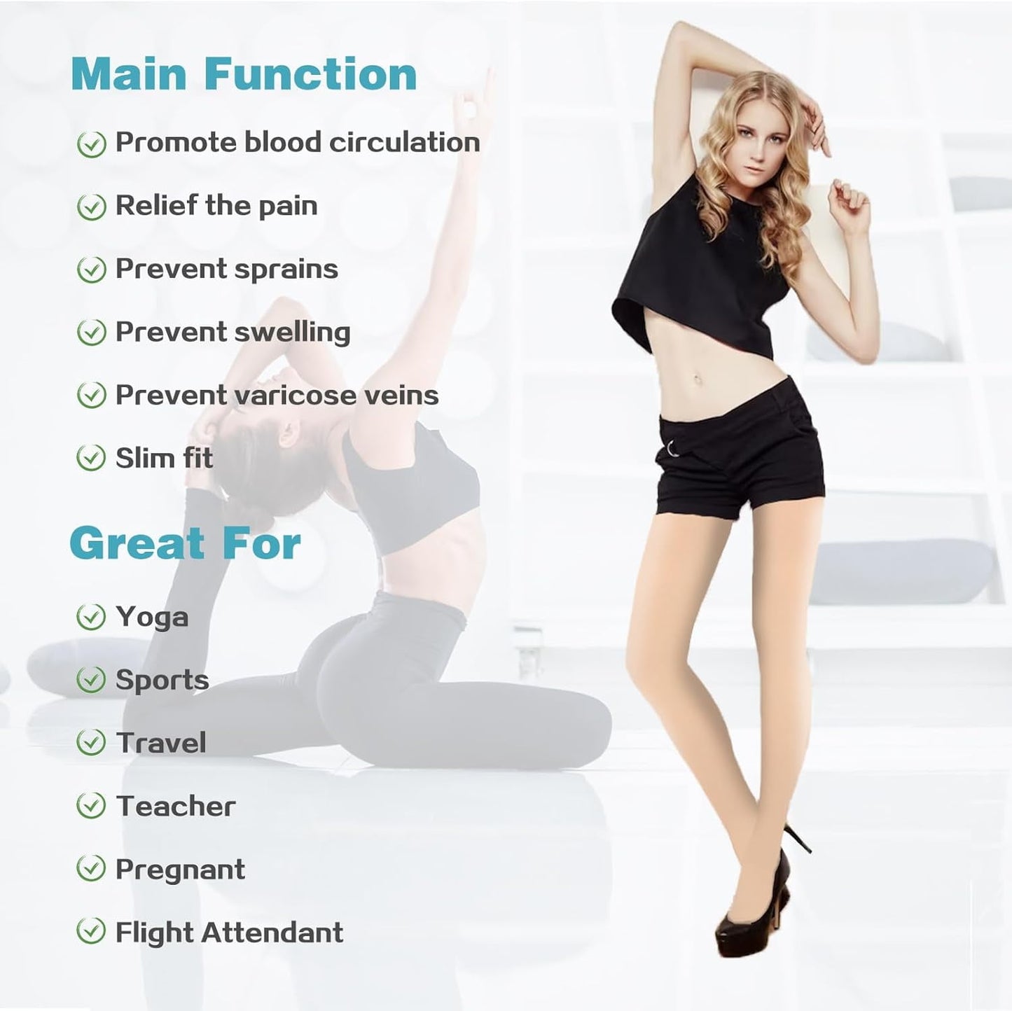 MARTINE MALL 20-30 mmHg Medical Closed Toe Compression Pantyhose Black 3XL Size Nylon Compression Stockings for Women & Men