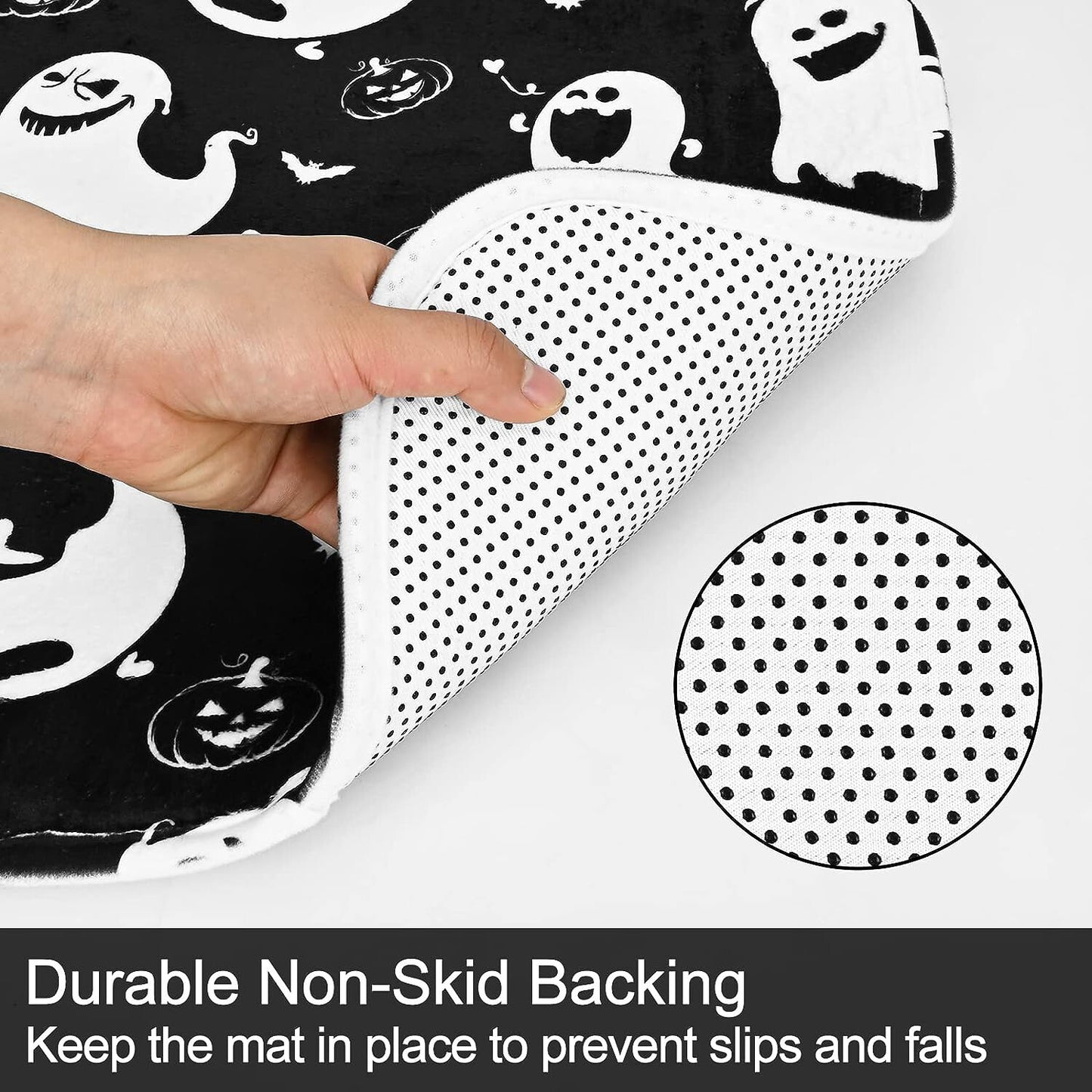 FRAMICS Halloween Ghost Shower Curtain Sets with Rugs and Accessories, 16 Pc Funny Spook Bathroom Sets, Black White Waterproof Fabric Shower Curtain with 12 Hooks and Toilet Rugs