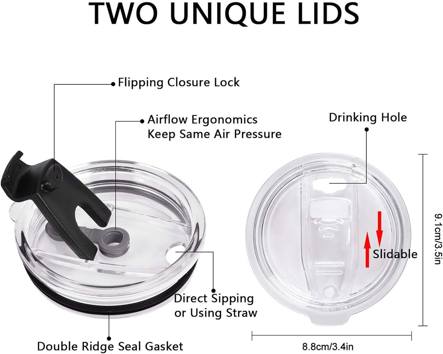 Gingprous 20oz Stainless Steel Insulated Travel Tumbler Set with 2 Lids and Straws , Vacuum Insulated Coffee Cup, Black&White