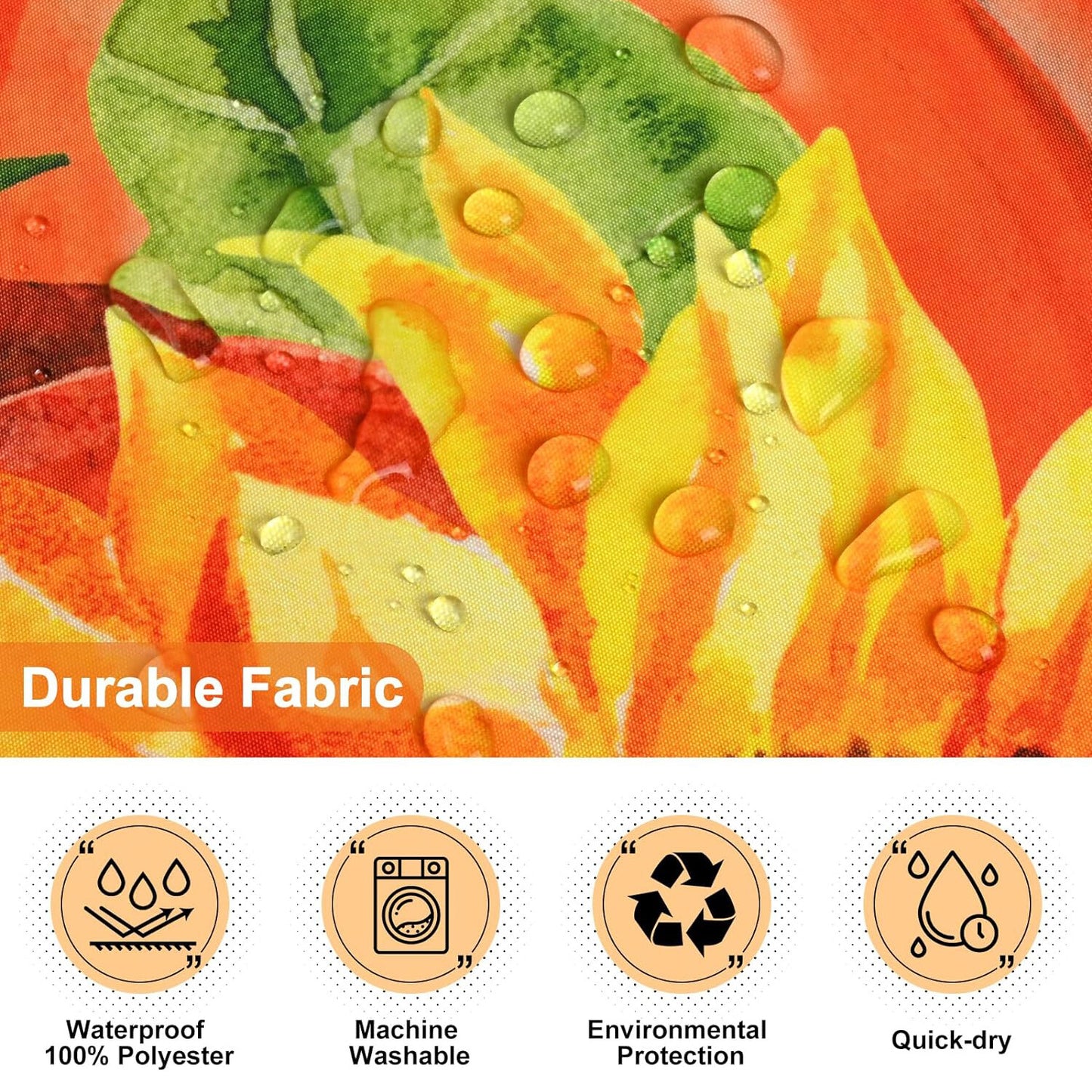 FRAMICS Fall Shower Curtain Set with Rugs, Thanksgiving Pumpkin Bathroom Sets, Black White Buffalo Check Waterproof Fabric Shower Curtain with 12 Hooks and Toilet Rugs