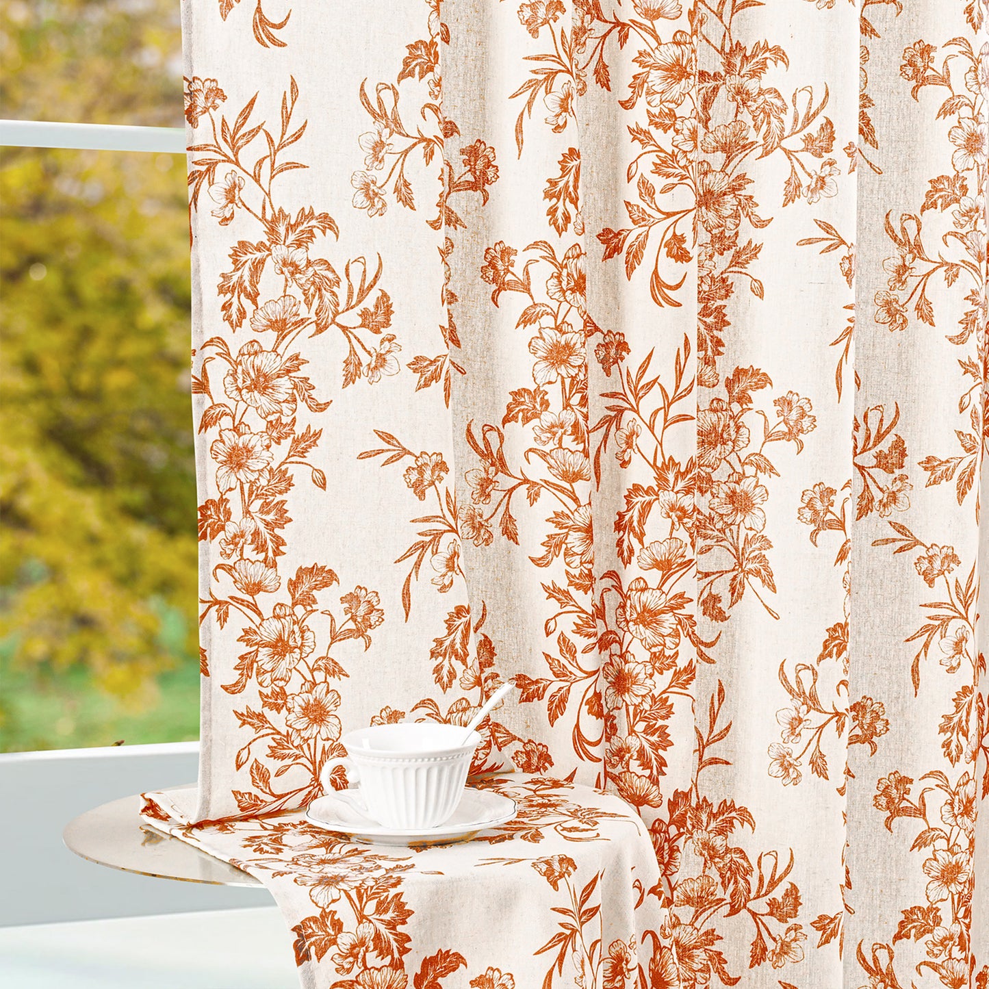 Alishomtll Fall Autumn Floral Curtains for Living Room Thanksgiving Farmhouse Country Sunflower Linen Curtains Light Filtering Window Drapes,52"x 63", 2 Panels