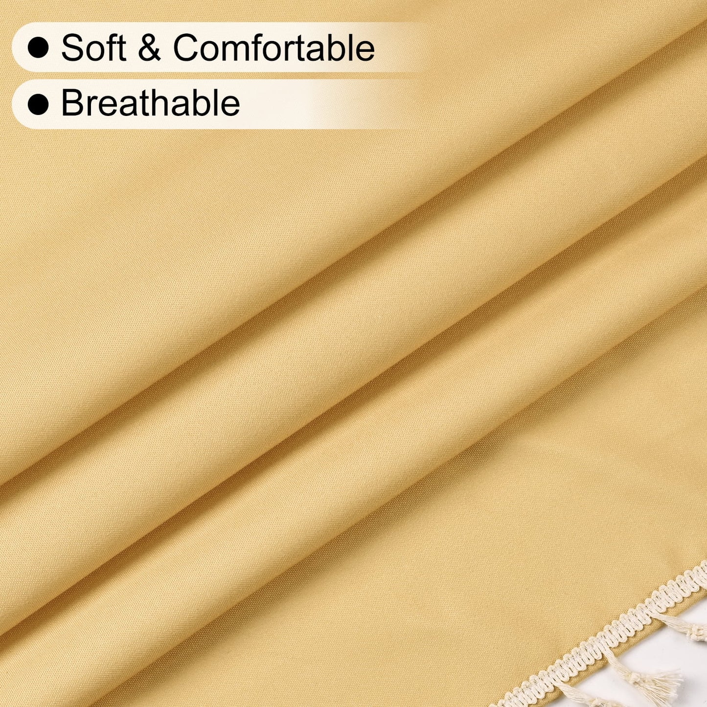 Invoibler Boho Curtains with Tassels,60-65% Room Darkening Curtain,Window Drapes,2 Panel,Yellow
