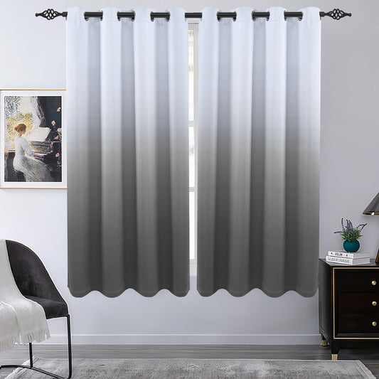 Alishomtll Grey Blackout Curtains Grommet Room Darkening Window Drapes for Living Room Bedroom ,2 Panels of 52" W x 63" L