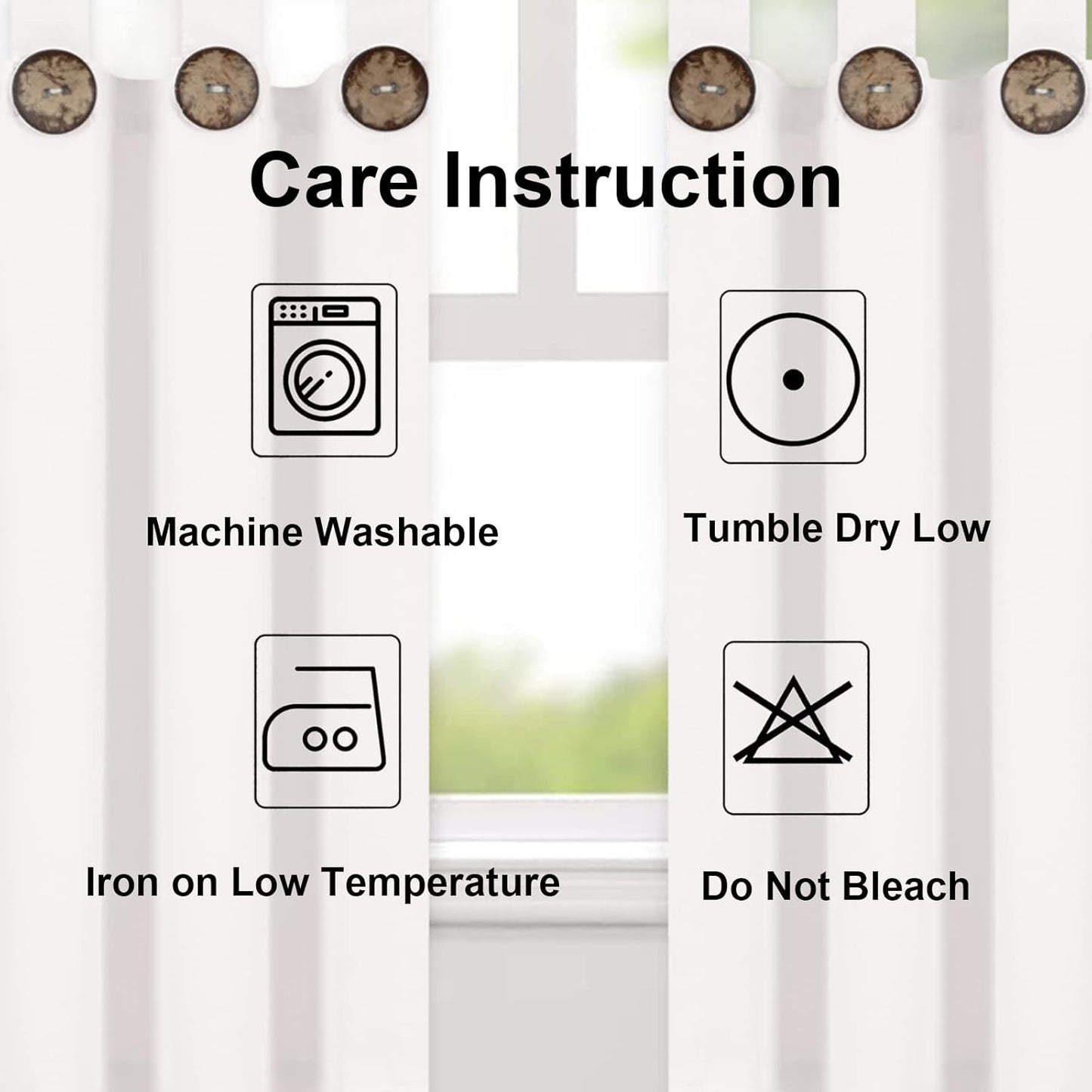 Alishomtll White Kitchen Curtains Tier 36 Inch Farmhouse Button Cafe Curtains,2 Panels,Tab Top