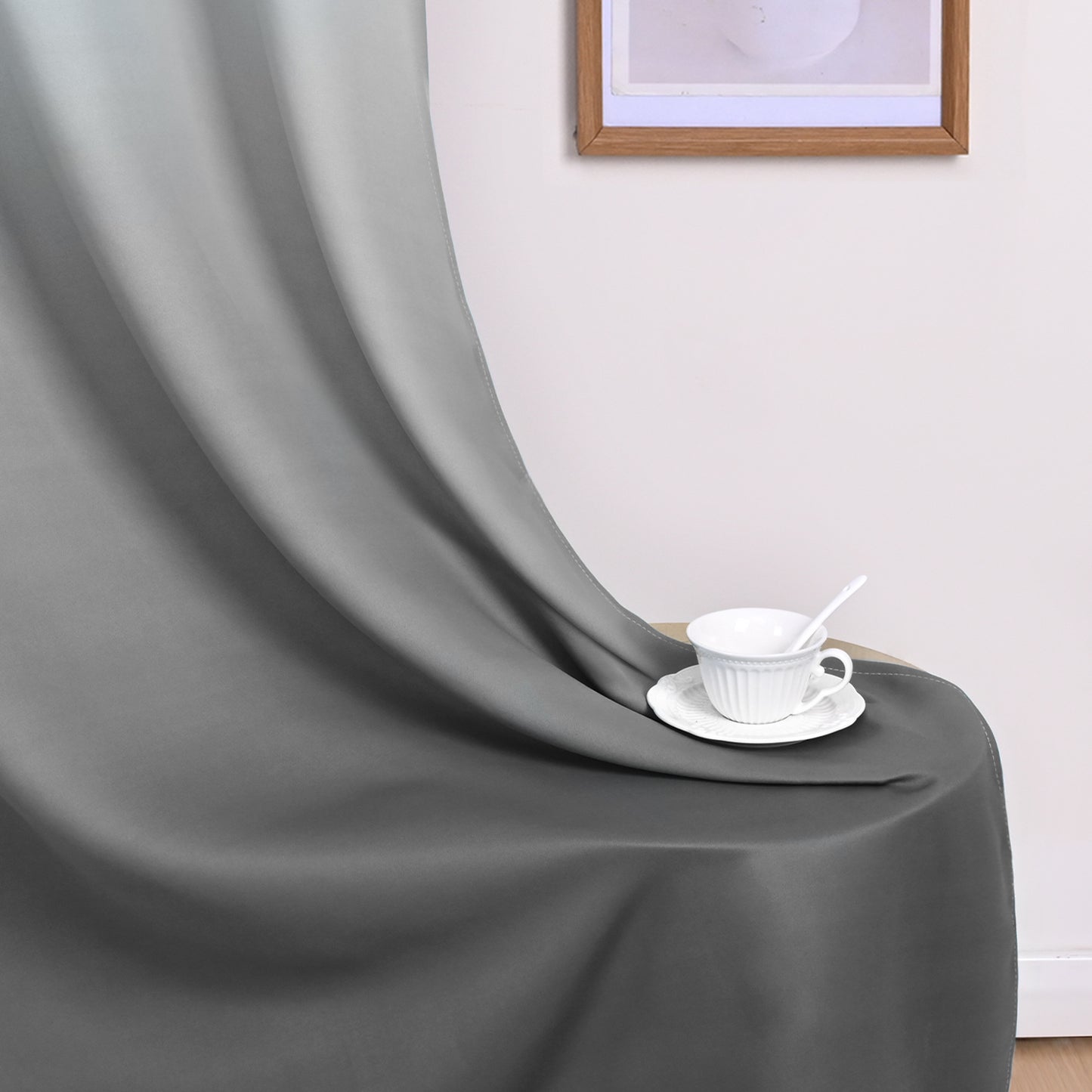 Alishomtll Grey Blackout Curtains Grommet Room Darkening Window Drapes for Living Room Bedroom ,2 Panels of 52" W x 63" L