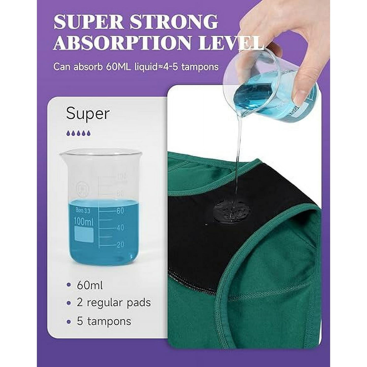 Sunm Boutique Period Underwear for Women Heavy Flow Panties Leak-Proof Panties Protective Briefs Hipster Panty 5 Pack