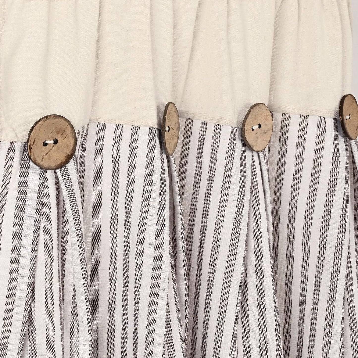 Alishomtll Stripe Kitchen Curtains 8 Button Linen Cotton Window Curtains Sets 36 Inches Long ,Rod Pocket