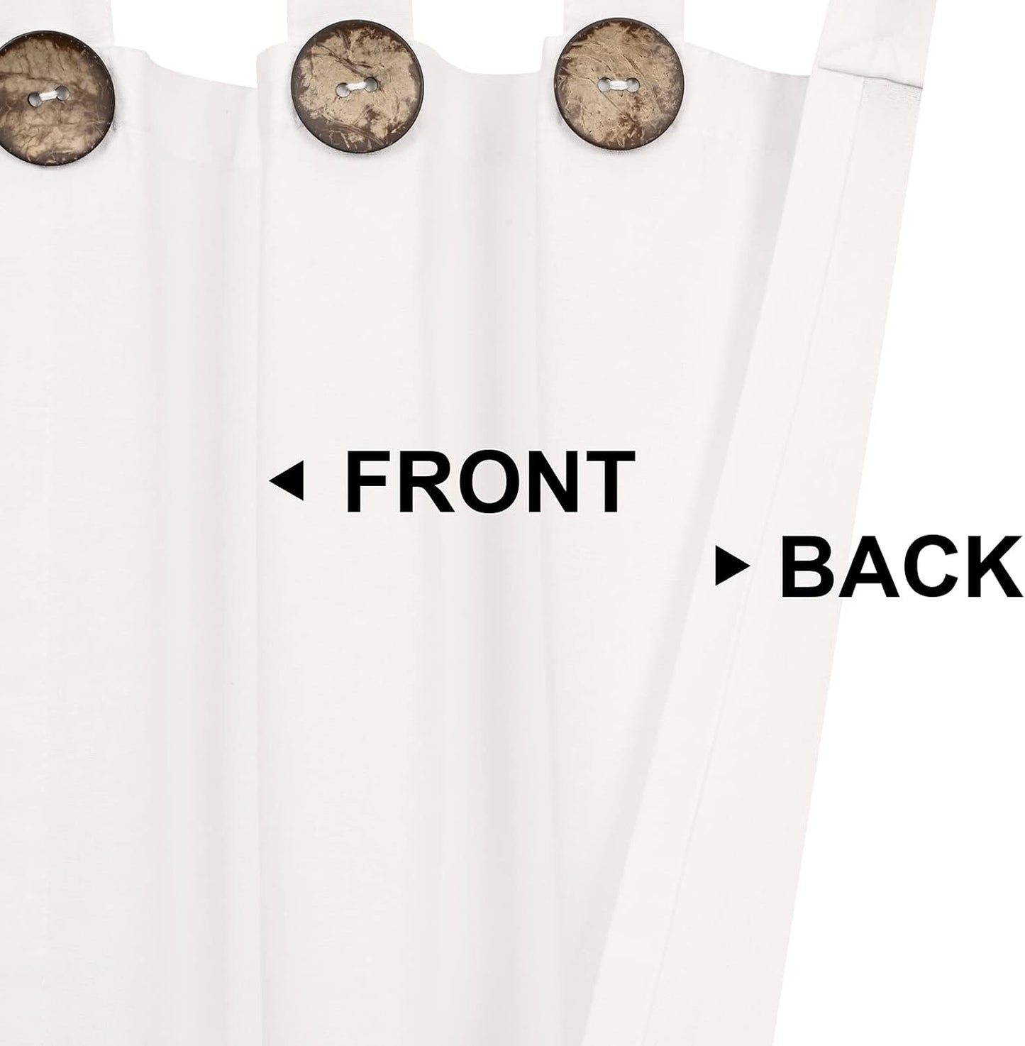 Alishomtll Cotton Button Curtain Farmhouse Boho Light Filtering Tab Top Drapes Set of 2
