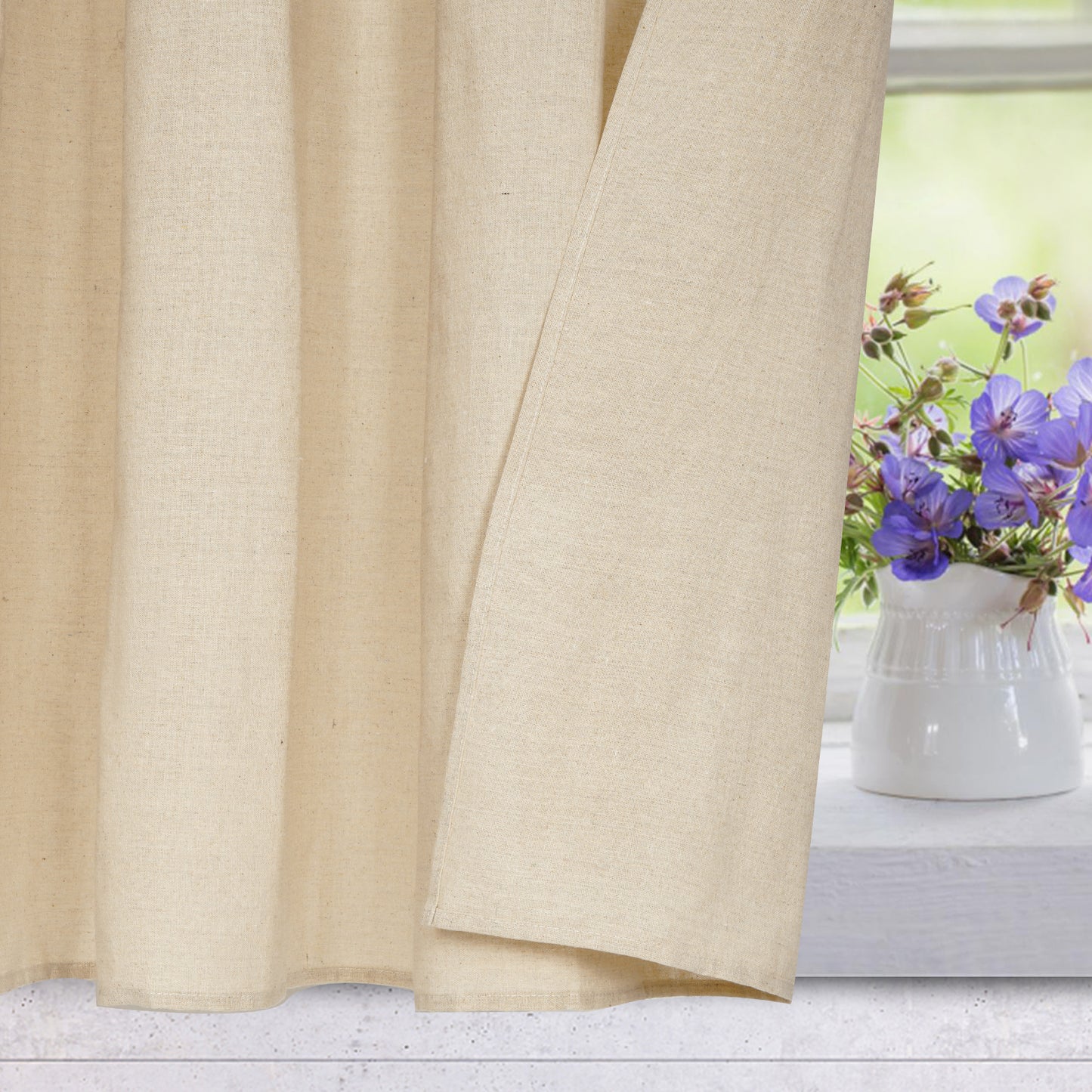Alishomtll Linen Kitchen Curtains 24 inch Farmhouse Boho Button Light Filtering Window Drapes,Rod Pocket,24"L x 26"W, 2 Panel,Linen White
