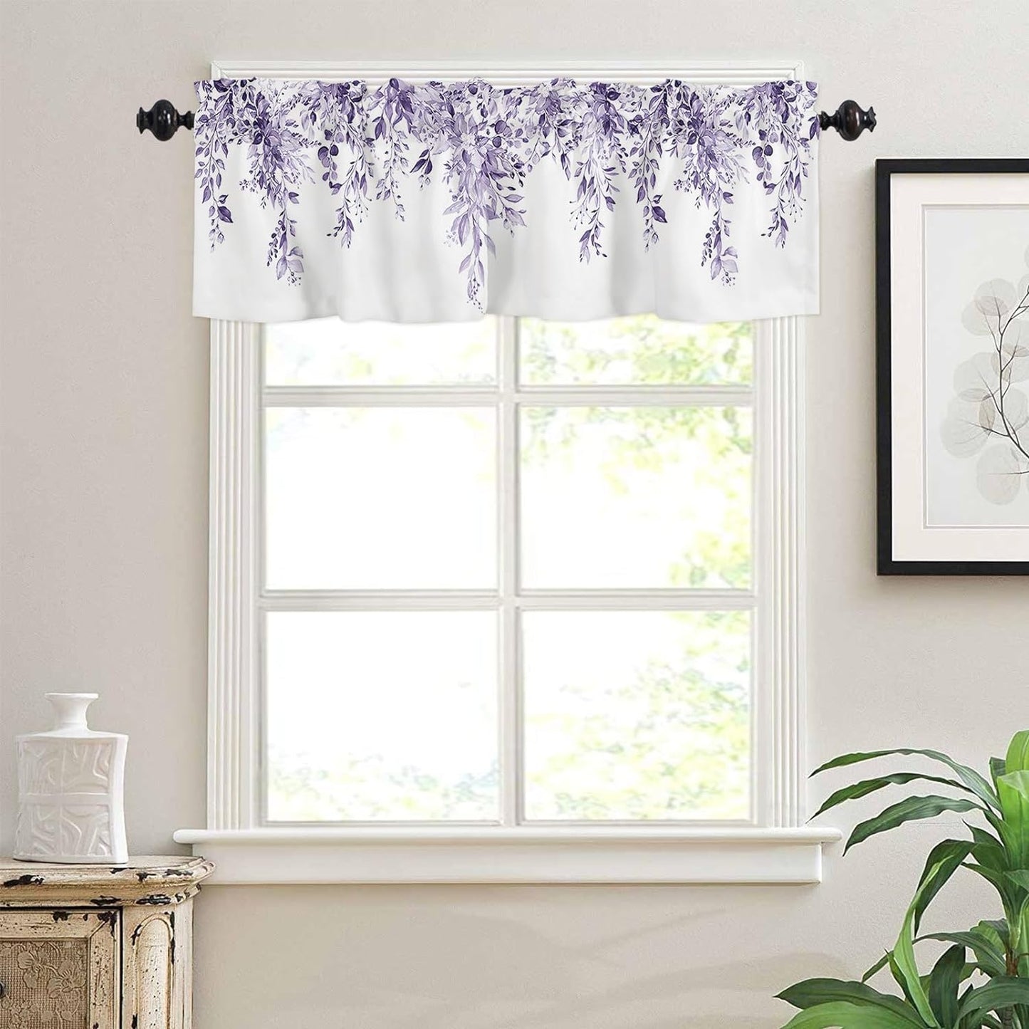Alishomtll Valance Curtains for Living Room Bedroom Kitchen Windows Watercolor Floral Print ,52 x 18 inch,Rod Pocket