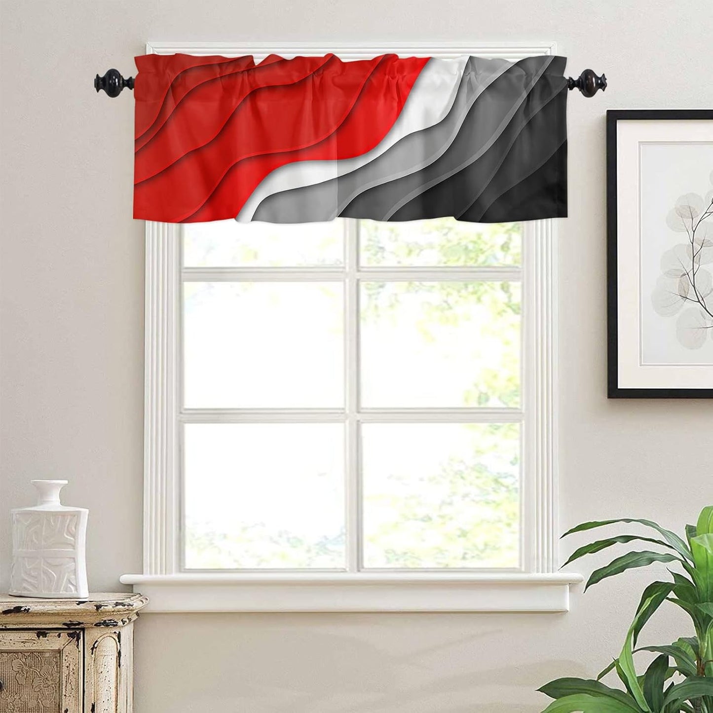 Alishomtll Curtain Valances for Kitchen Living Room Bedroom Red Rod Pocket Valance ,54 x 18 inch