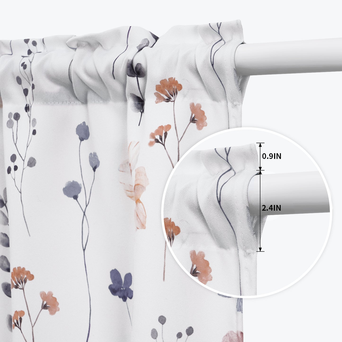 Alishomtll Floral Valance Curtains Kitchen Blue Wildflower Flower Leaf Windows Drapes,52 x 18 inch,Rod Pocket