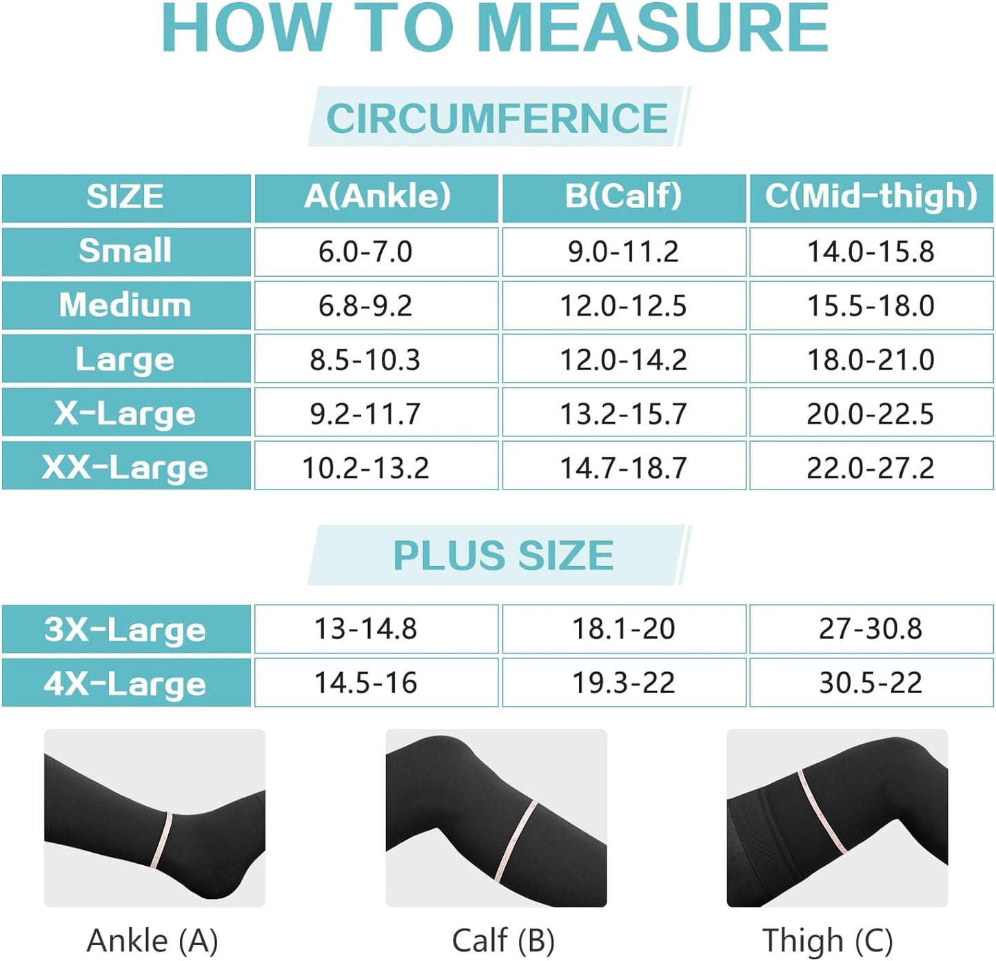 1 Pair Wukang 20-32mmHg Black L Size Thigh High Compression Stocking Closed Toe Compression Socks for Women & Men
