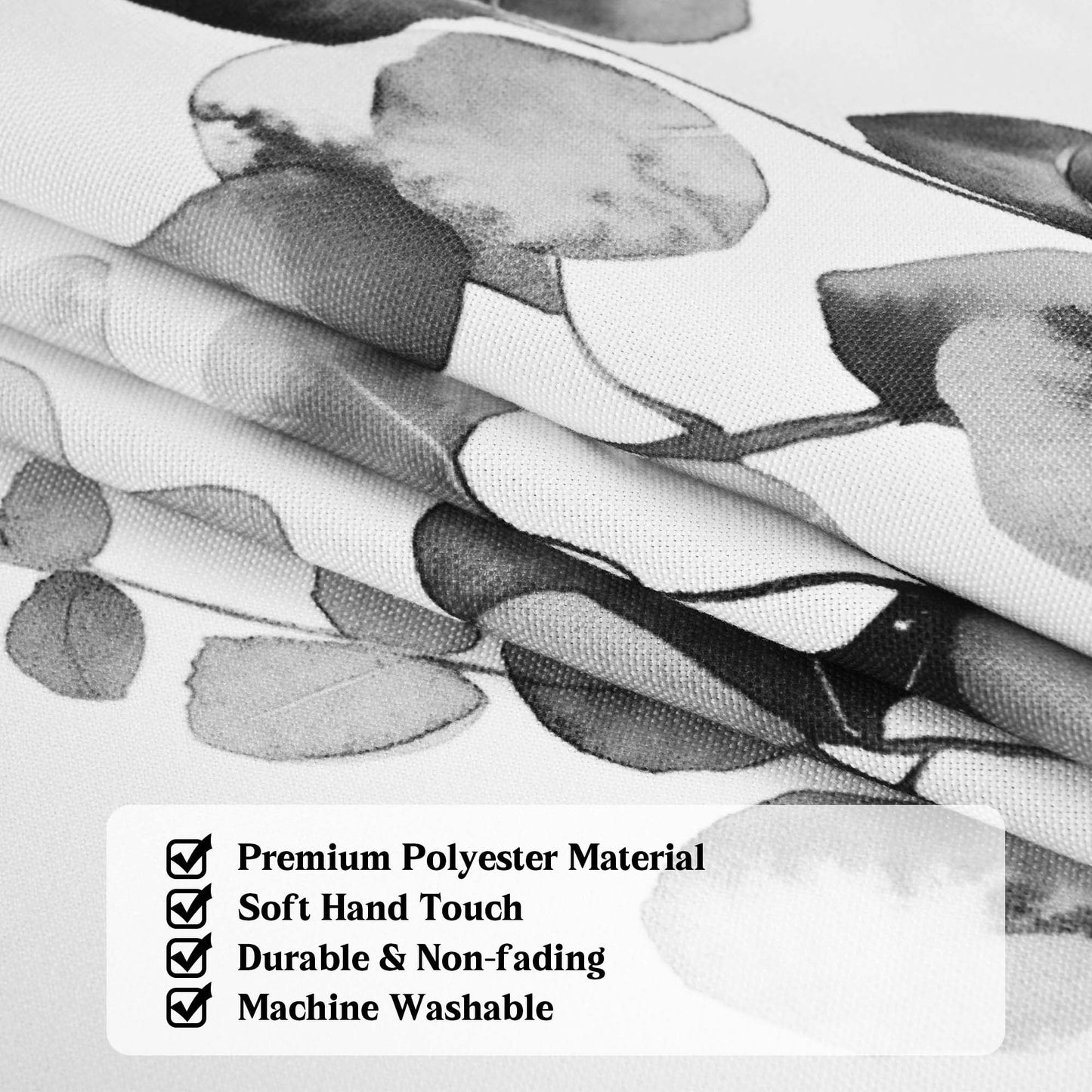 Alishomtll Kitchen Curtains and Valances Sets Grey Watercolor Leaves Print Kitchen Curtains 3 Piece Set 36 Inches Long,Rod Pocket