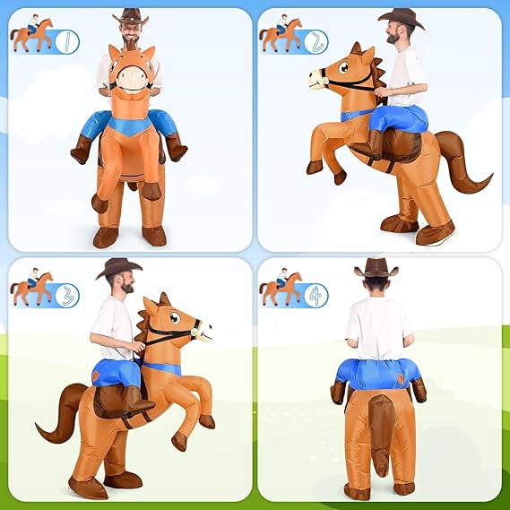MARTINE MALL Inflatable Horse Costume for Adults, Blow up Horse Costume for Men Women Cosplay Party,Cowboy Halloween Horse Costume