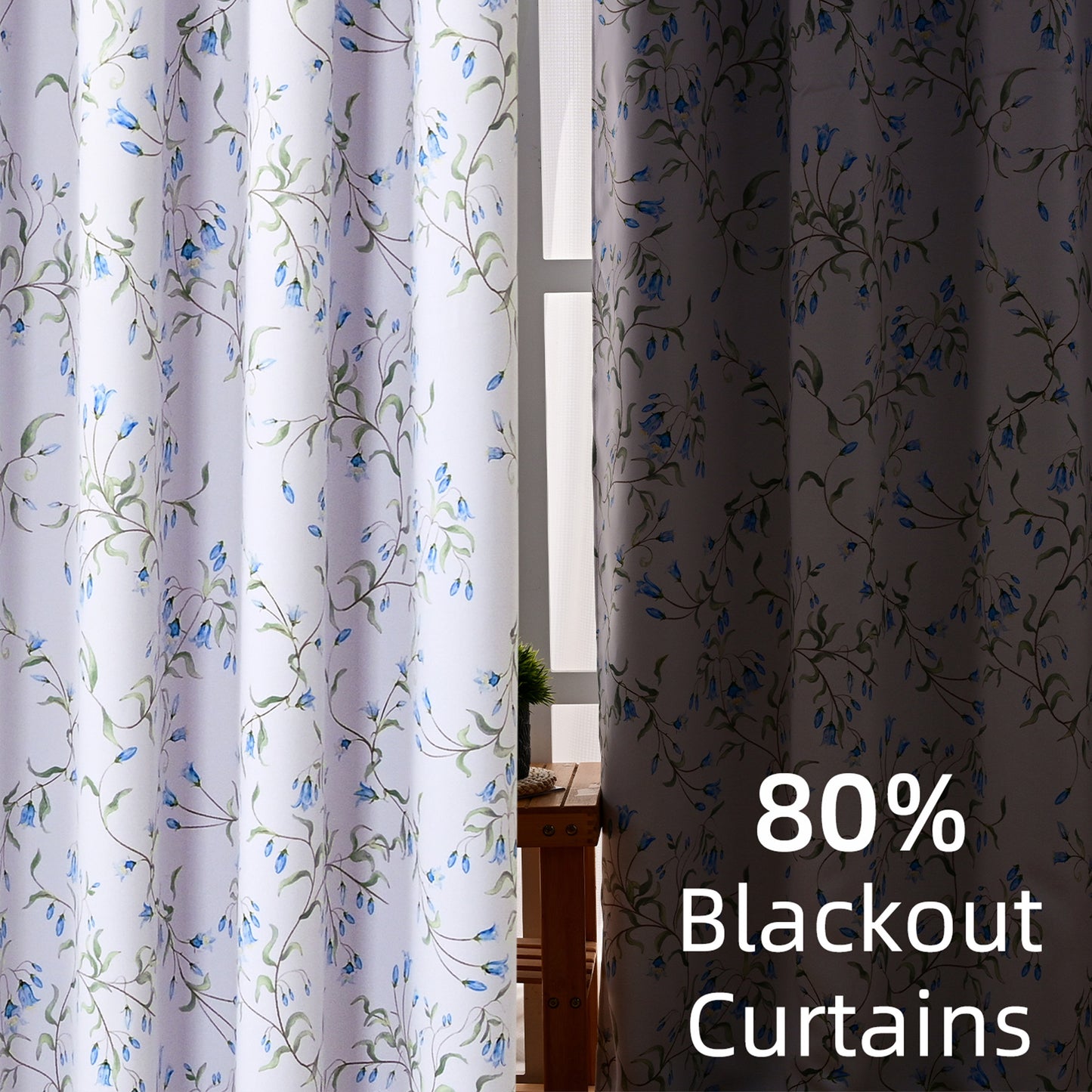 Alishomtll Blackout Curtains Country Floral Printed Thermal Insulated Window Drapes for Bedroom Living Room 63 Inches Long,52" Wide, 2 Panels