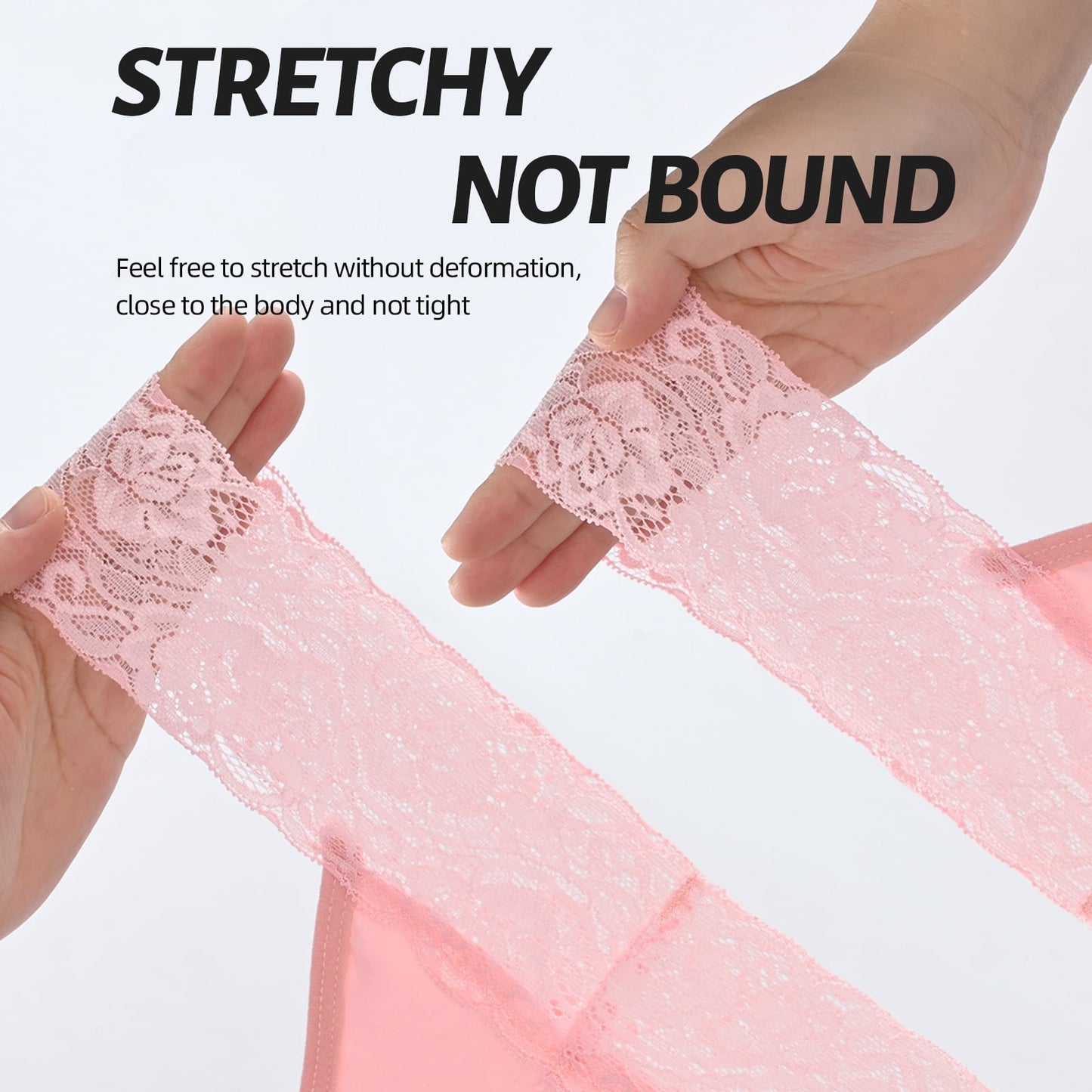 Sunm Boutique Lace Thongs for Women Low Rise T Back Cheeky Panties Cotton Womens Underwear,8 Pack