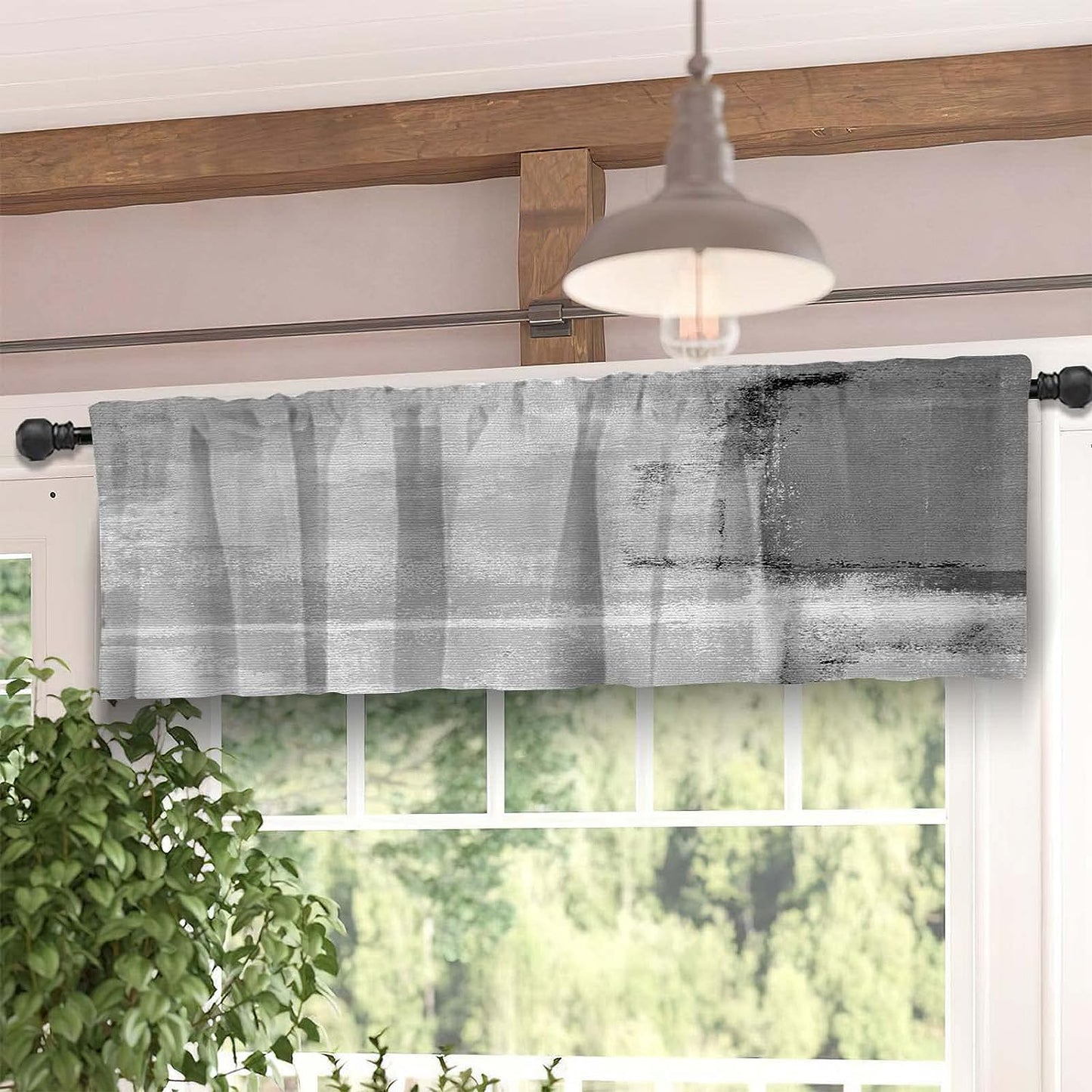 Alishomtll Curtain Valances for Kitchen Living Room Bedroom Grey Rod Pocket Valance ,54 x 18 inch