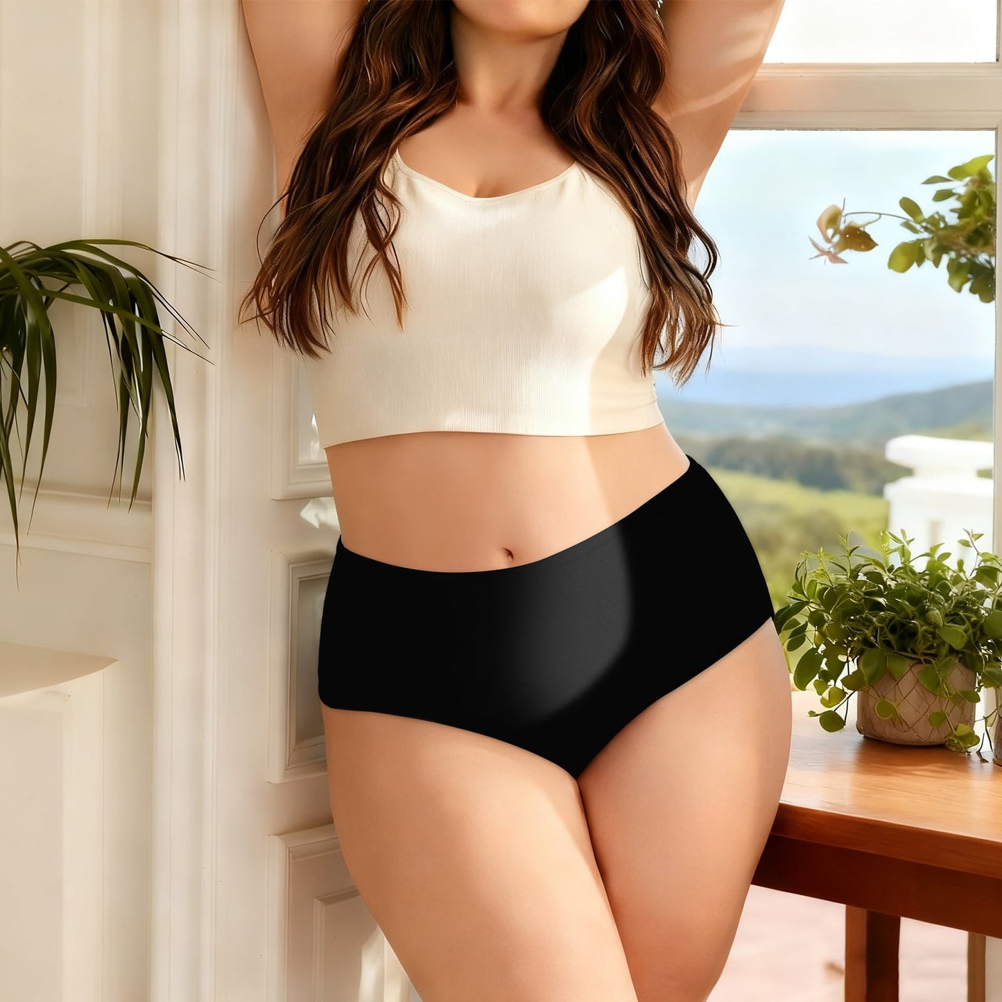 MecTo Womens Cotton Underwear Plus Size, Stretch Briefs High Waisted Full Coverage Breathable Panties 4 Pack