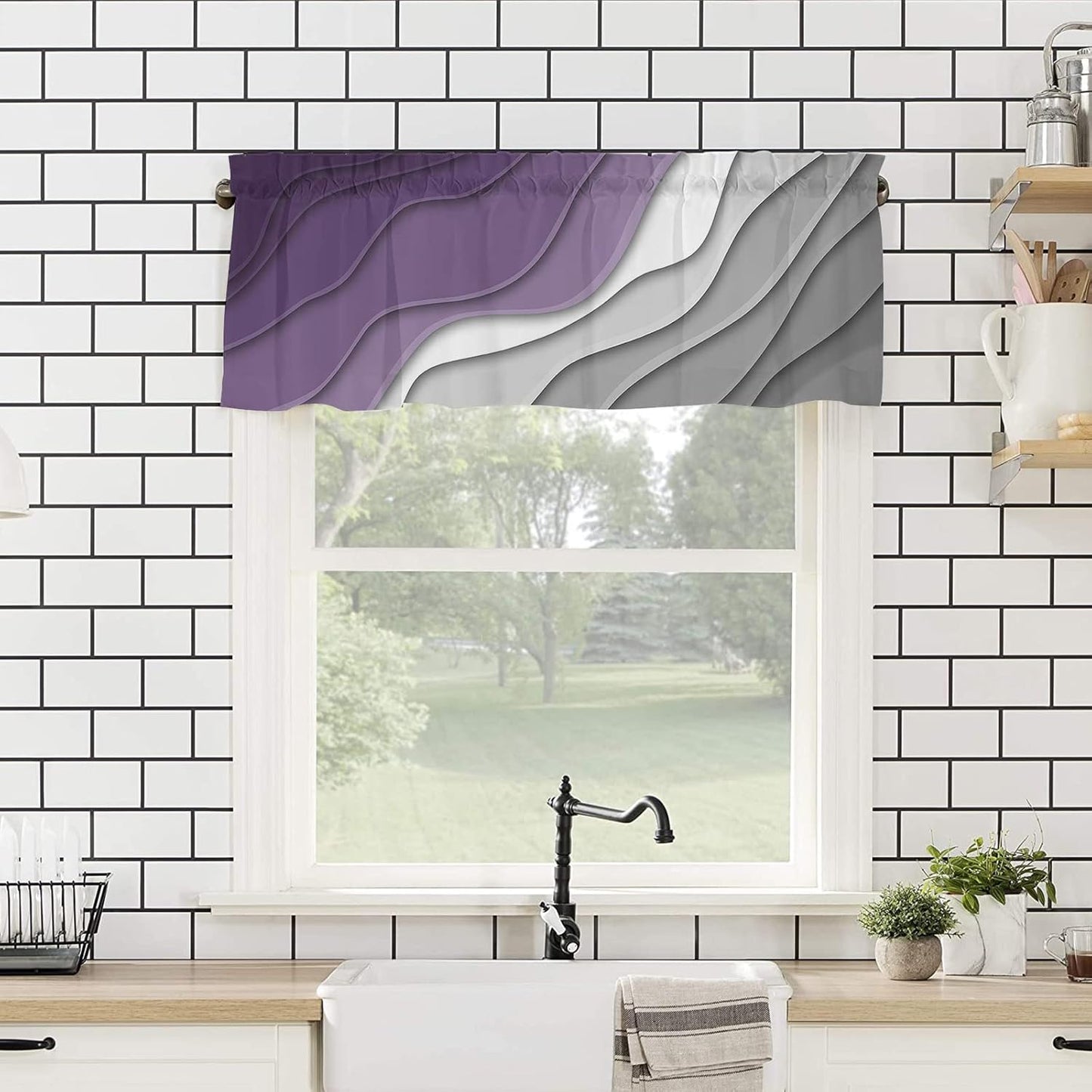 Alishomtll Curtain Valances for Kitchen Living Room Bedroom Purple Rod Pocket Valance ,54 x 18 inch