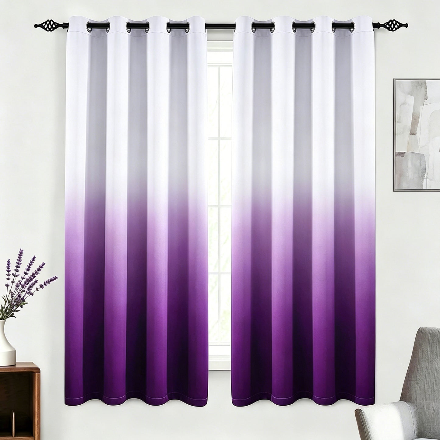 Alishomtll Room Darkening Purple Blackout Curtains Grommet Window Drapes for Living Room Bedroom ,2 Panels