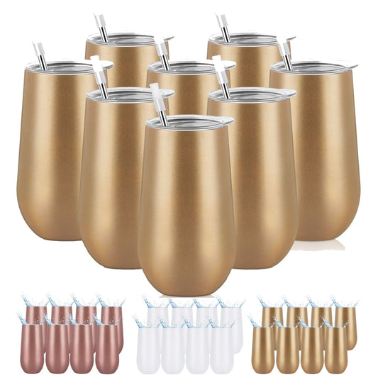 Waipfaru 8 Pack Champagne Insulated Tumblers,Champagne Wine Glasses 12Oz