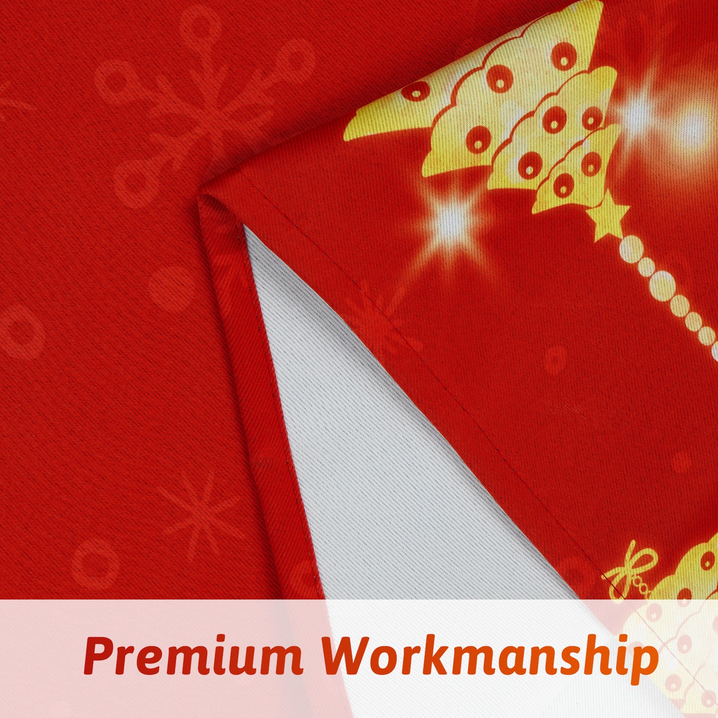 Alishomtll Christmas Curtains for Living Room Blackout Gold Christmas Tree Grommet Window Drapes , 52"W x84"L,Red ,2 Panels