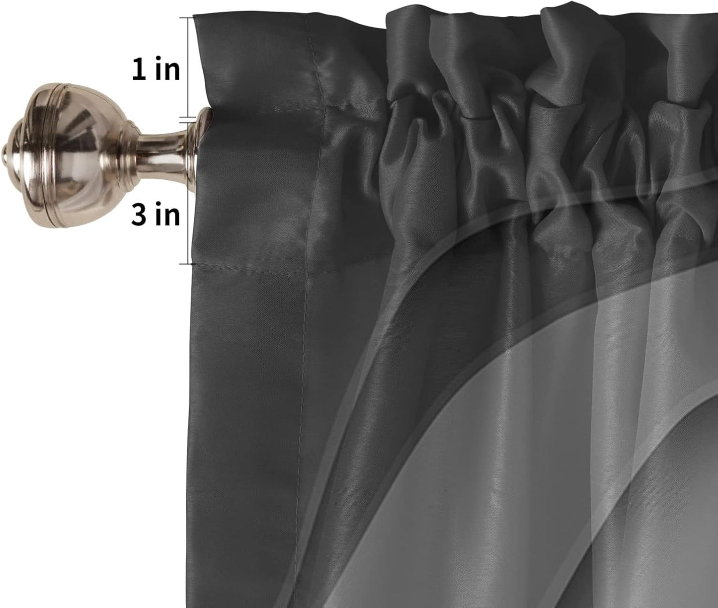 Alishomtll Curtain Valances for Kitchen Living Room Bedroom Gray Rod Pocket Valance ,54 x 18 inch