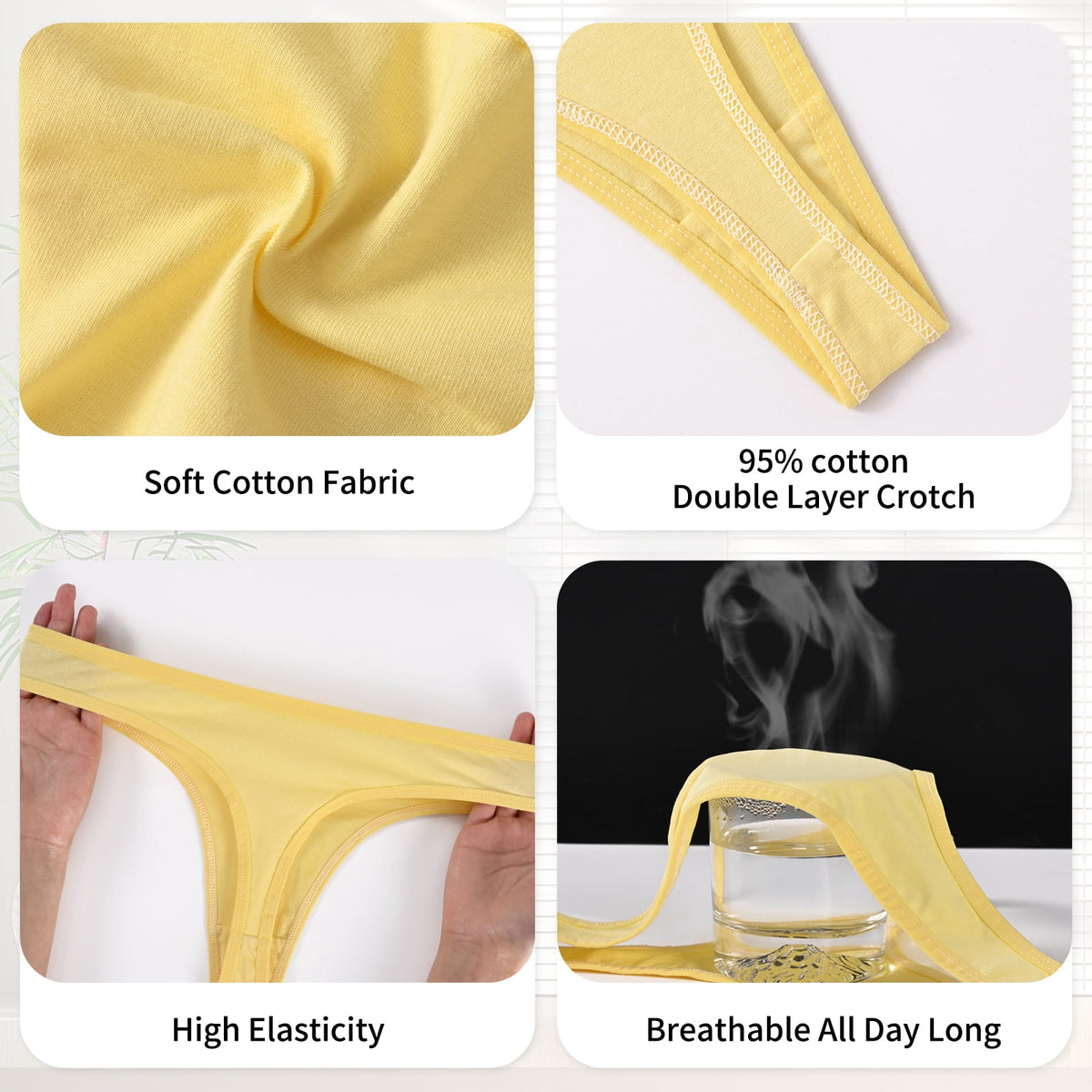 Sunm Boutique Cotton Underwear for Wome, Low Rise No Show Breathable Underwear Underwear Bikini Panties 12 Packs