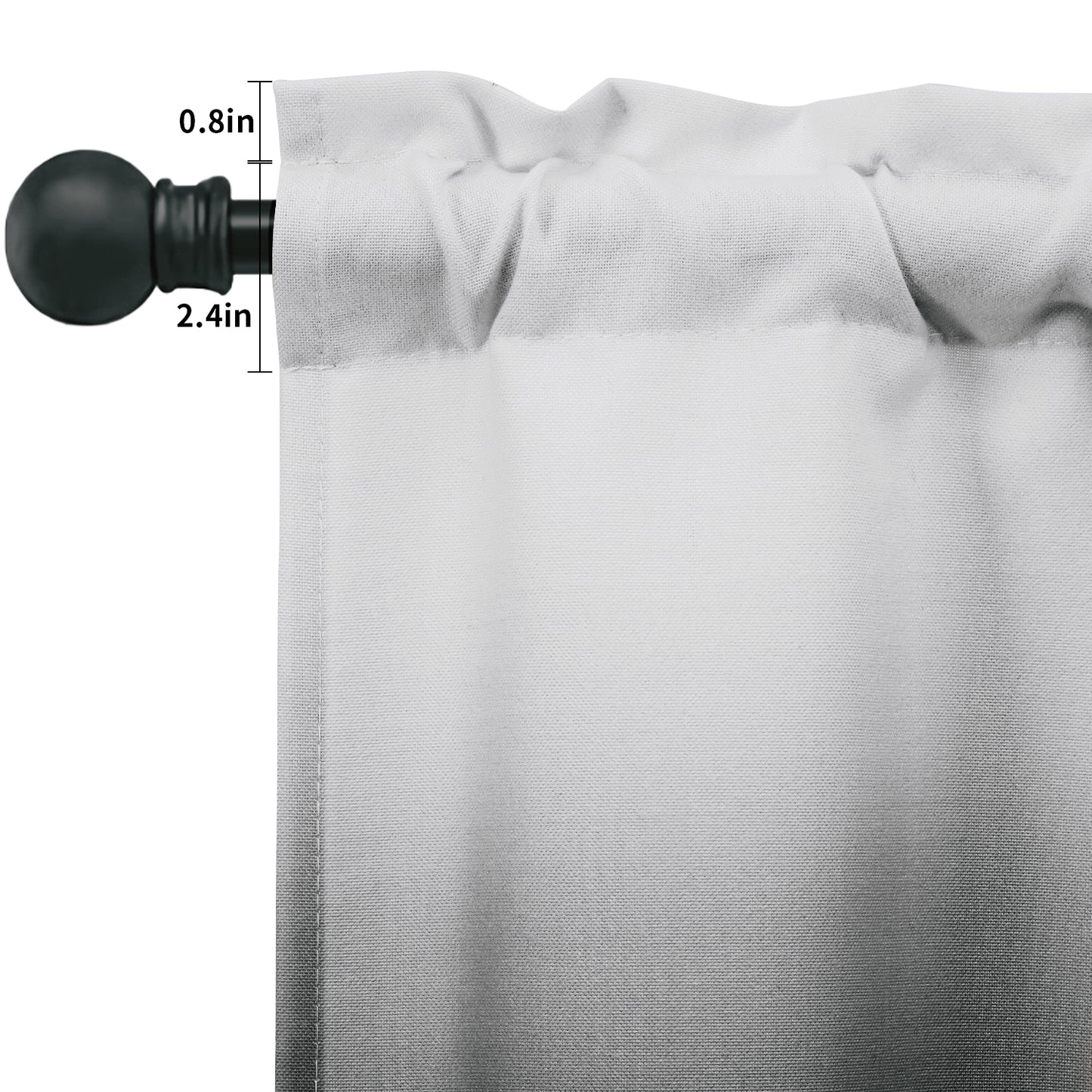 Alishomtll Kitchen Valance Curtains Black Ombre Living Room Bedroom Windows Drapes ,52 x 18 inch,Rod Pocket
