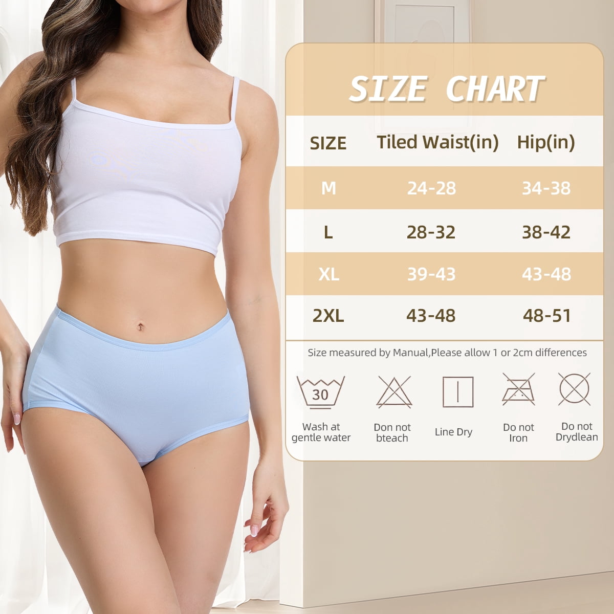 MecTo Womens Modal Underwear 5 Pack High Waist Briefs Breathable Full Coverage Ladies Panties