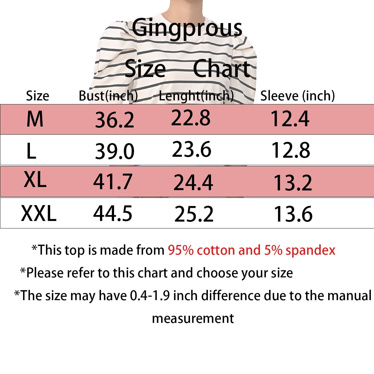 Gingprous Womens Puff Short Sleeve Tshirt Trendy Striped Knit Tops Casual Spring Summer Crewneck Blouse