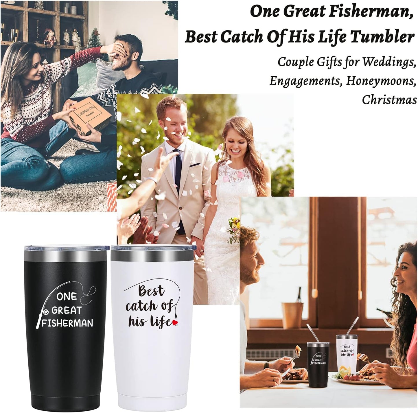 Gingprous 20 oz Stainless Steel Tumblers with Lids Straws, Double Wall Travel Tumblers, Vacuum Insulated Tumblers, Insulated Coffee Cup for Hot and Cold Drinks, Black and White