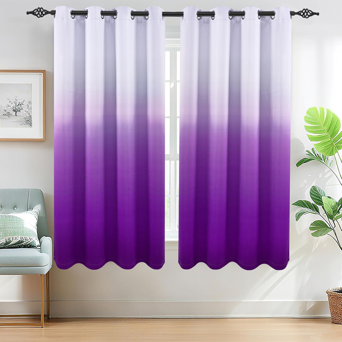 Alishomtll Room Darkening Purple Blackout Curtains Grommet Window Drapes for Living Room Bedroom ,2 Panels