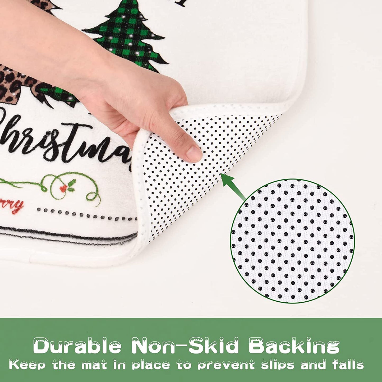 FRAMICS Merry Christmas Shower Curtains and Bath Rug Set, Buffalo Plaid Bathroom Decor Sets, Xmas Trees Waterproof Fabric Shower Curtain with 12 Hooks and Toilet Rugs
