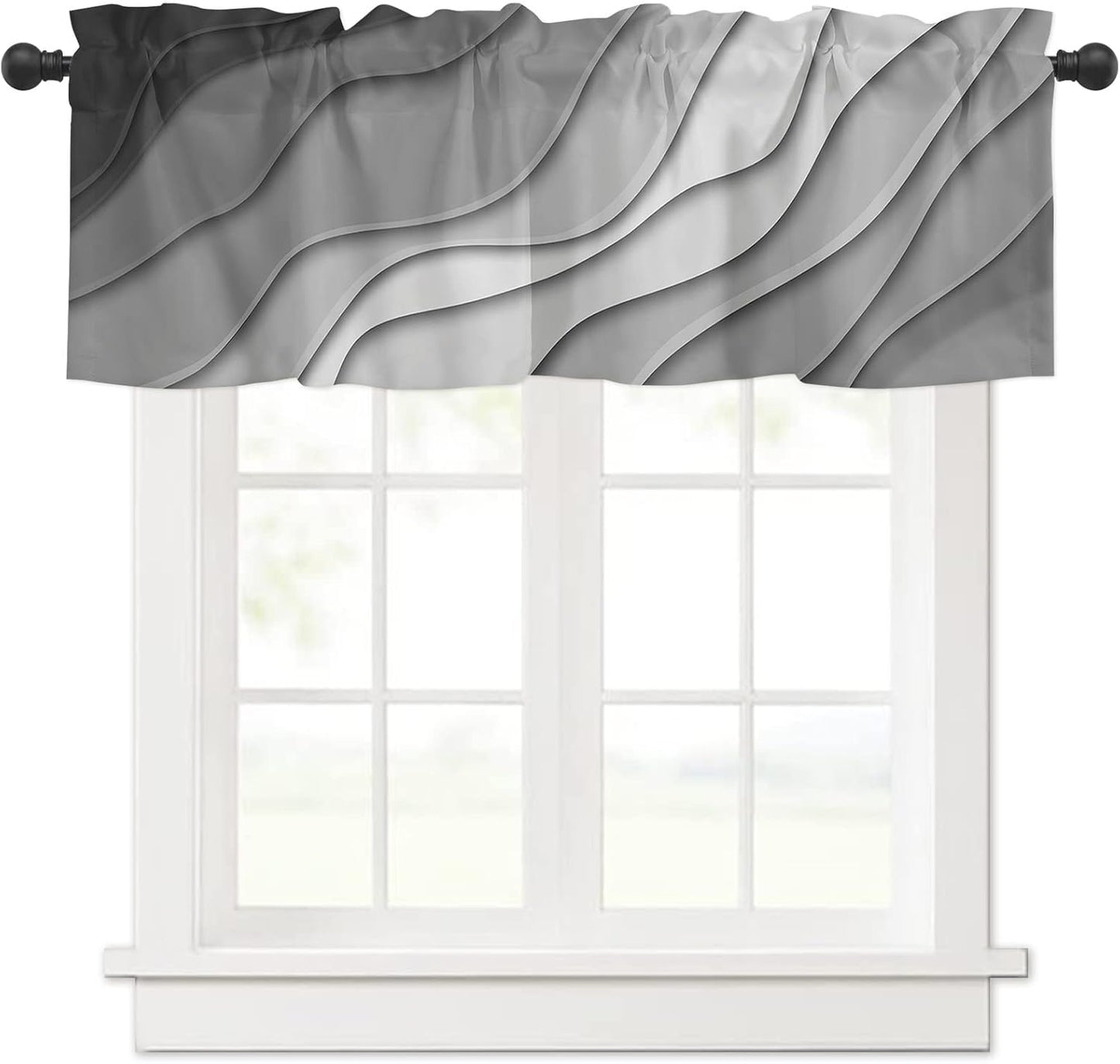 Alishomtll Curtain Valances for Kitchen Living Room Bedroom Gray Rod Pocket Valance ,54 x 18 inch